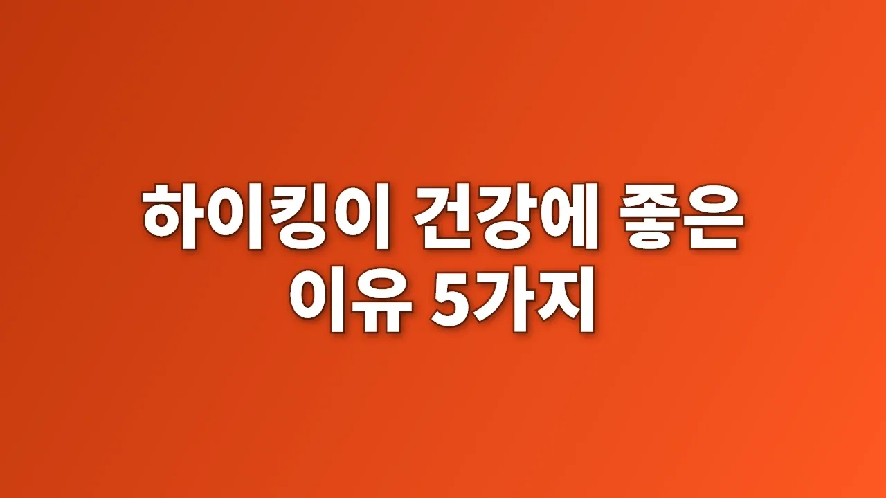 하이킹이 건강에 좋은 이유 5가지